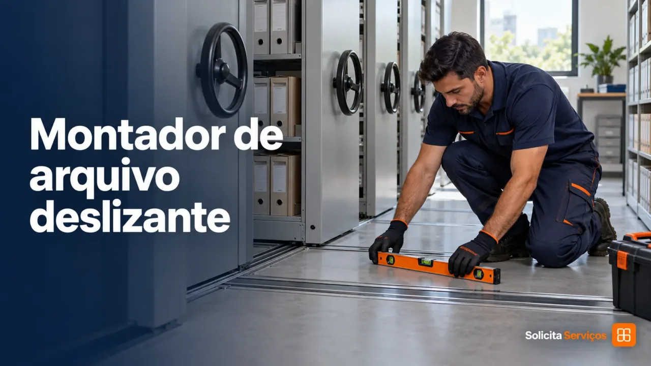 Ilustração de montador de arquivo deslizante com a marca d’água Solicita Serviços